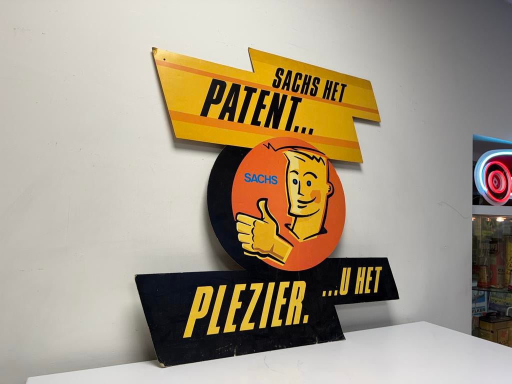 Sachs reclamebord, Verzamelen, Merken en Reclamevoorwerpen, Gebruikt, Reclamebord, Ophalen