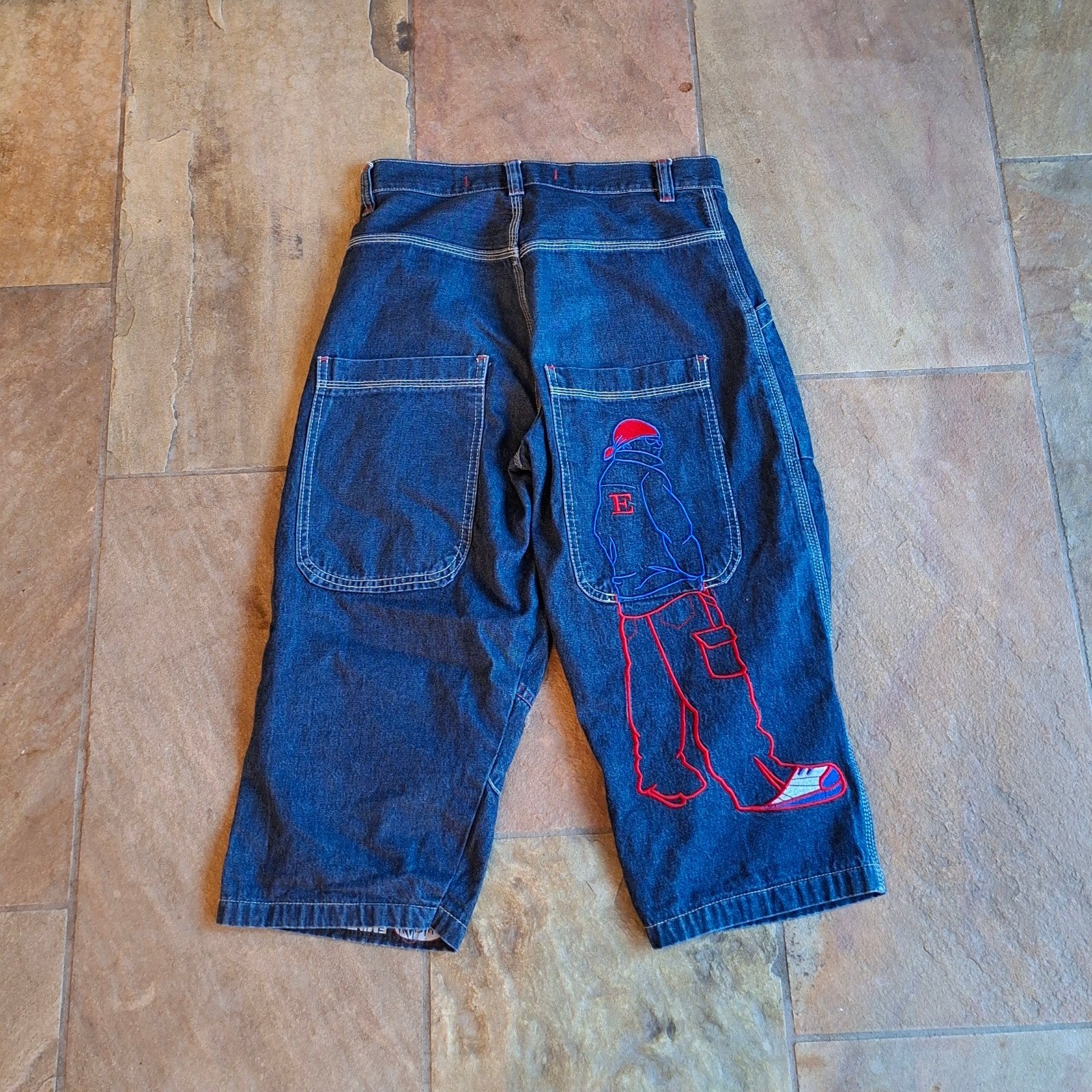 Vintage Slim Shady Denim Jorts - size 28 - Eminem The Collec, Blauw, Nieuw, Ophalen of Verzenden, Eminem