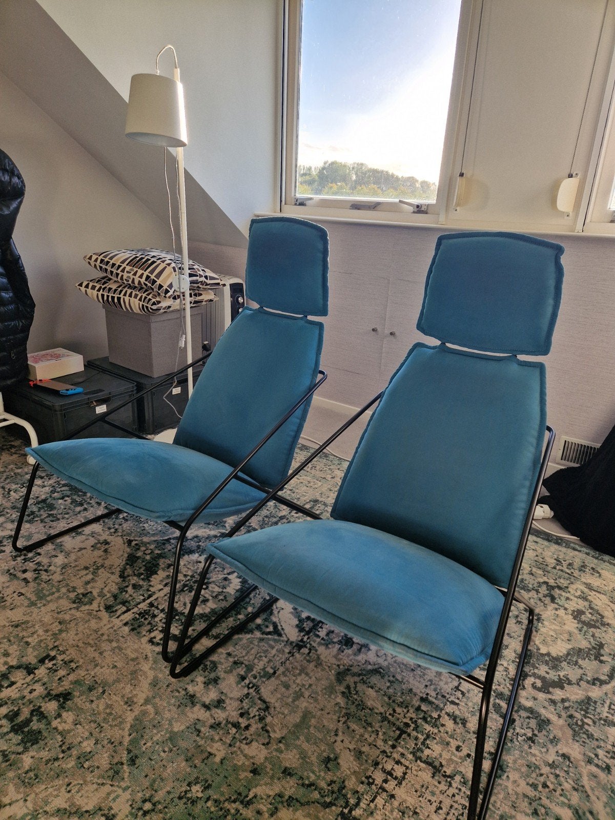 Set van 2 moderne Design Ikea Villstad Stoelen, Ophalen, Gebruikt, 75 tot 100 cm, 50 tot 75 cm