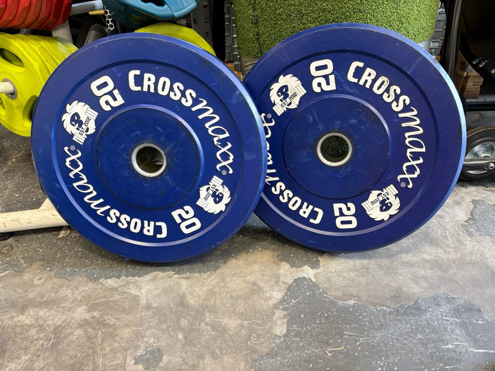 2 x 20 kg crossmaxx bumperplates bumper plates, Ophalen, Halterschijven, Gebruikt, 2 x 20 kg