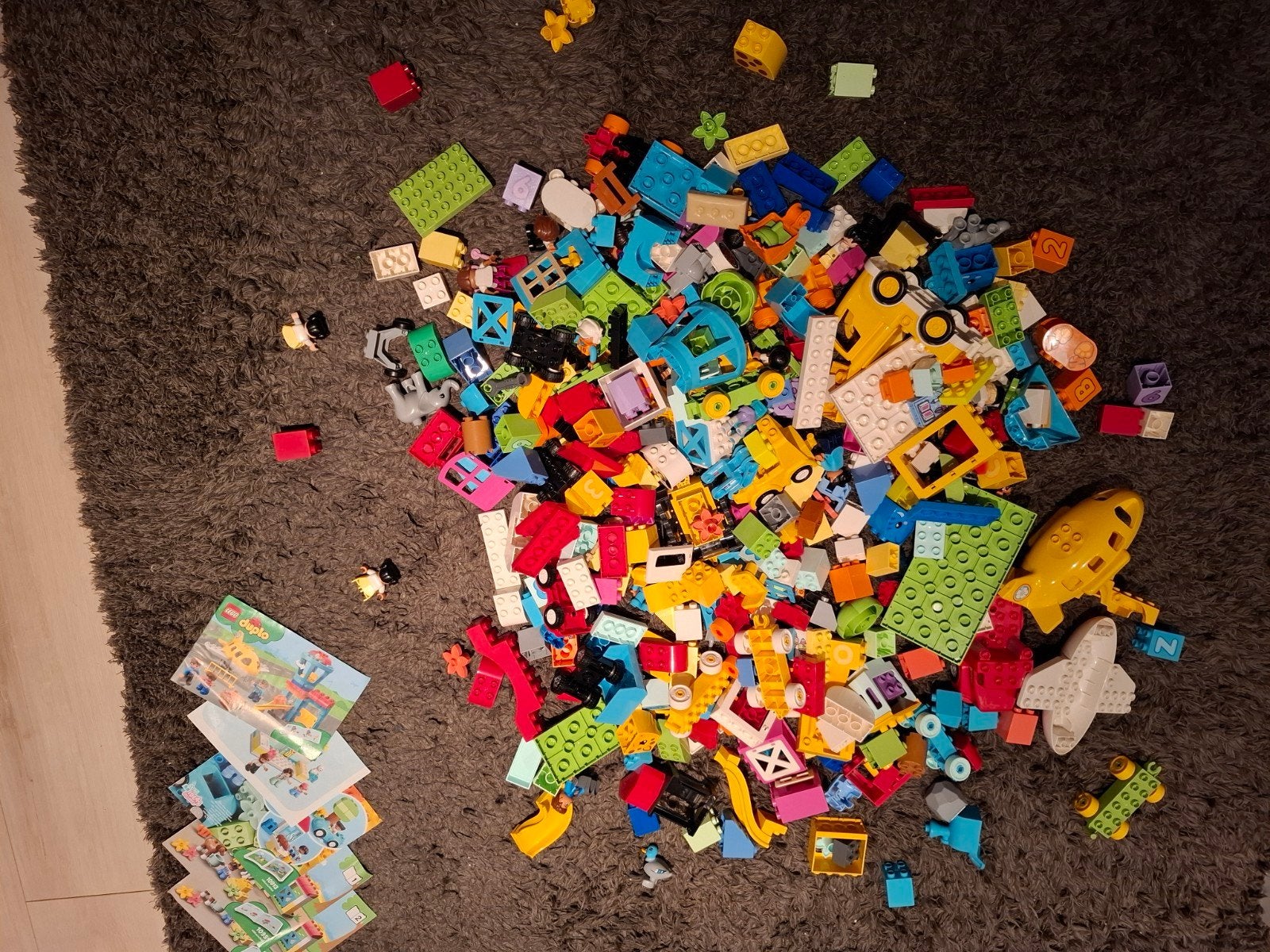 Grote partij LEGO Duplo met grondplaten en instructies, Ophalen, Gebruikt, Duplo, Losse stenen