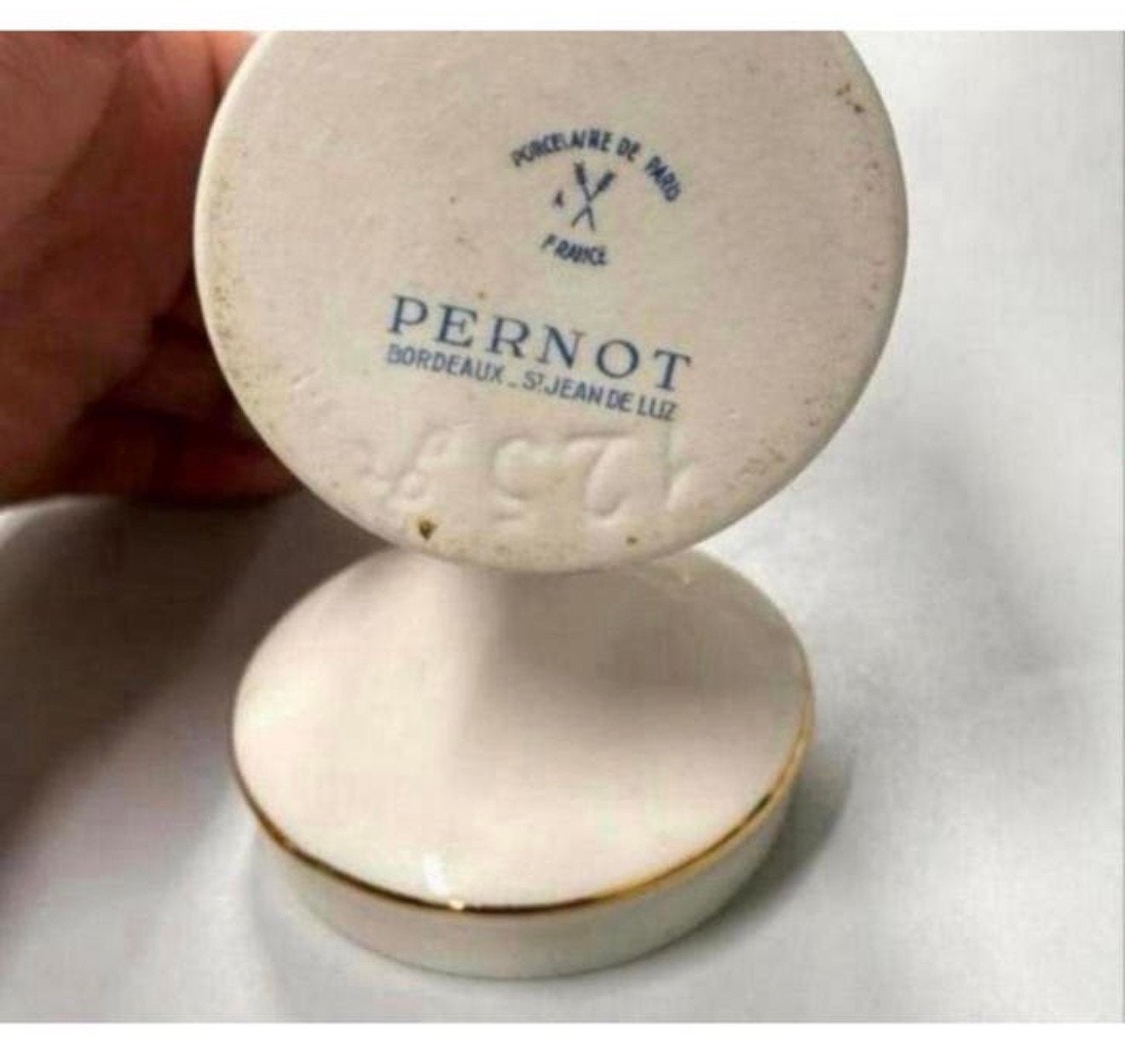 Koets antiek servies pot potje Pernot Paris Porselein wit, Antiek en Kunst, Ophalen of Verzenden