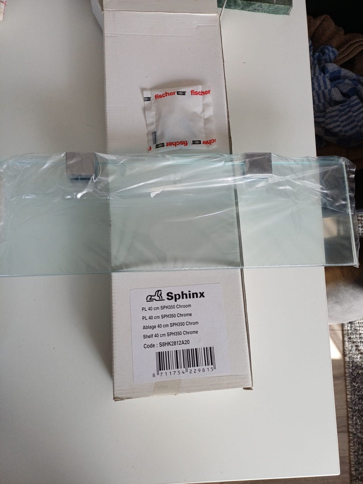 Glazen plankje badkamer nieuw in doos, Ophalen, Minder dan 50 cm, Overige typen, Nieuw