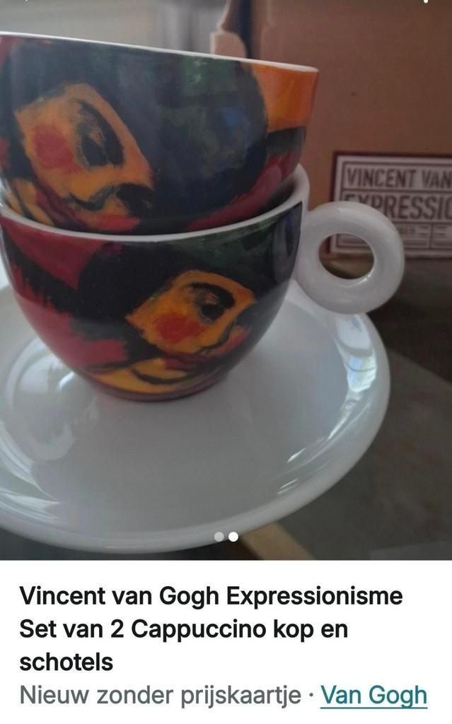 Vincent van Gogh Cappuccino Kop en Schotels Set.Nieuw, Ophalen of Verzenden, Nieuw, Overige stijlen, Kop(pen) en/of Schotel(s)