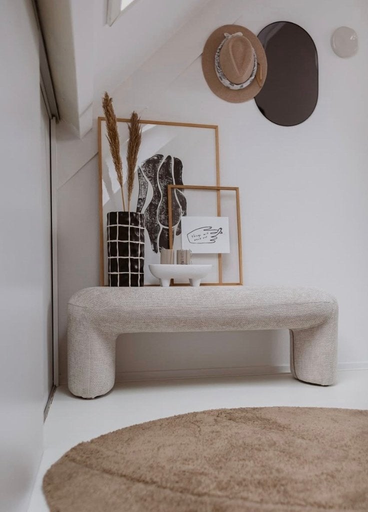 Beige bankje Giga Meubel, Ophalen, Minder dan 50 cm, 100 tot 125 cm, Zo goed als nieuw