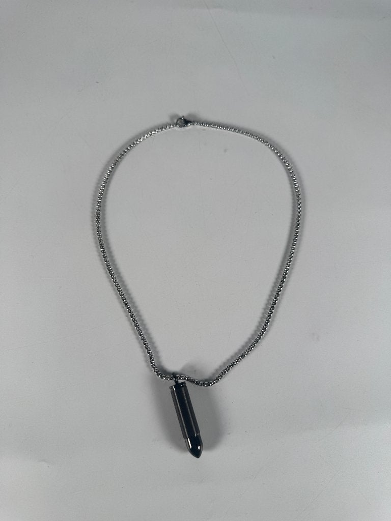 Stainless Steel Bar Pendant Necklace, Verzenden, Zo goed als nieuw, Zilver, Overige materialen