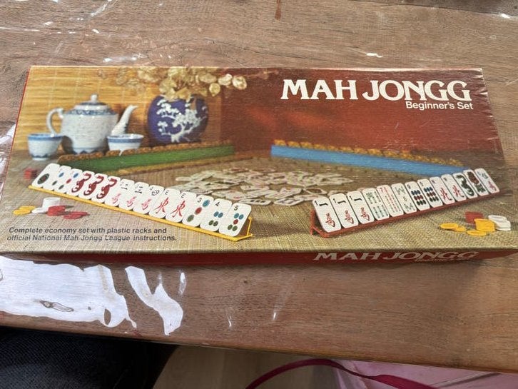 Vintage Mahjong spel uit 1975 - Zonder boekje, Drie of vier spelers, Ophalen of Verzenden, Gebruikt