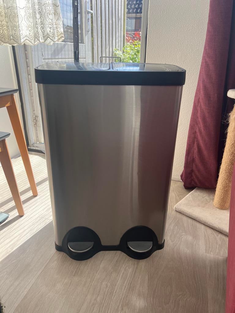 Dubbele RVS Pedaalemmer Deksel 70*43*30, Ophalen, Gebruikt, Met pedaal, 40 liter of meer