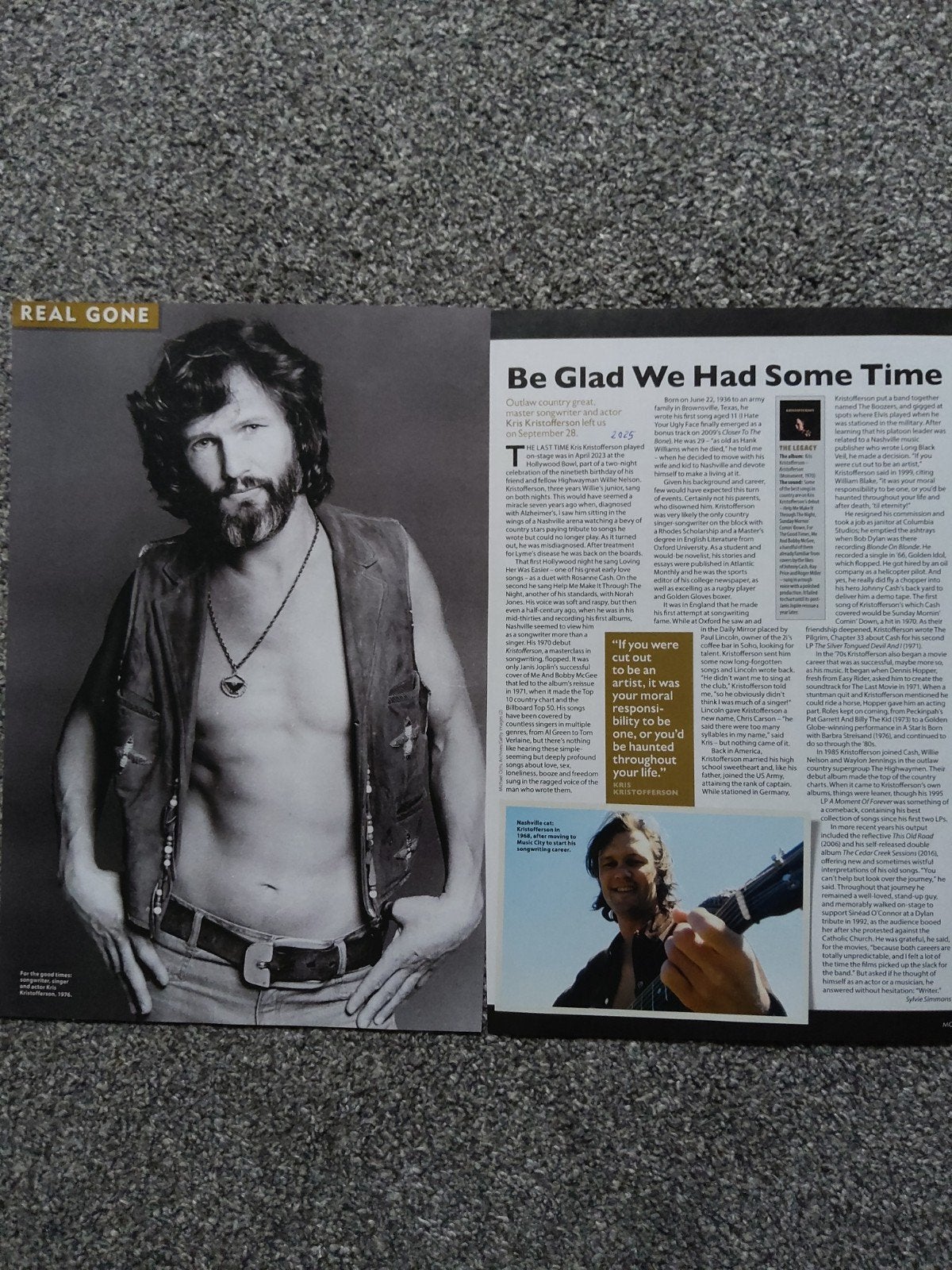 Kris Kristofferson: died 28-9-2025, Ophalen of Verzenden, Zo goed als nieuw, Boek, Tijdschrift of Artikel