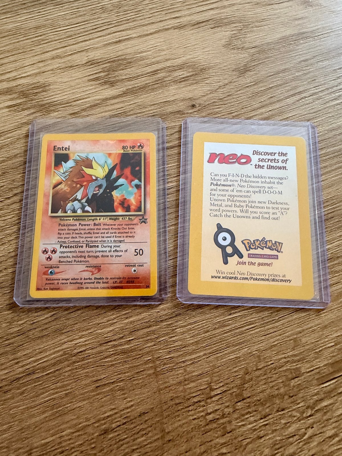 Pokémon Kaart Entei Neo Revelation Holo Rare, Ophalen of Verzenden, Zo goed als nieuw, Losse kaart, Foil