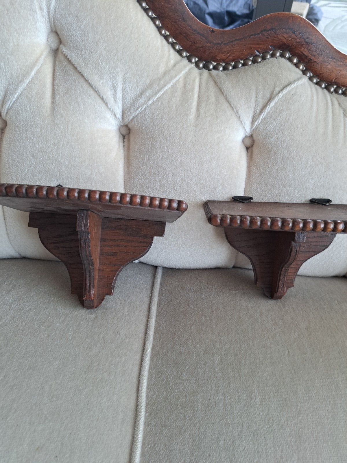 2 st Oude vintage houten wand console hg 11 breed 17 diep 12, Ophalen of Verzenden
