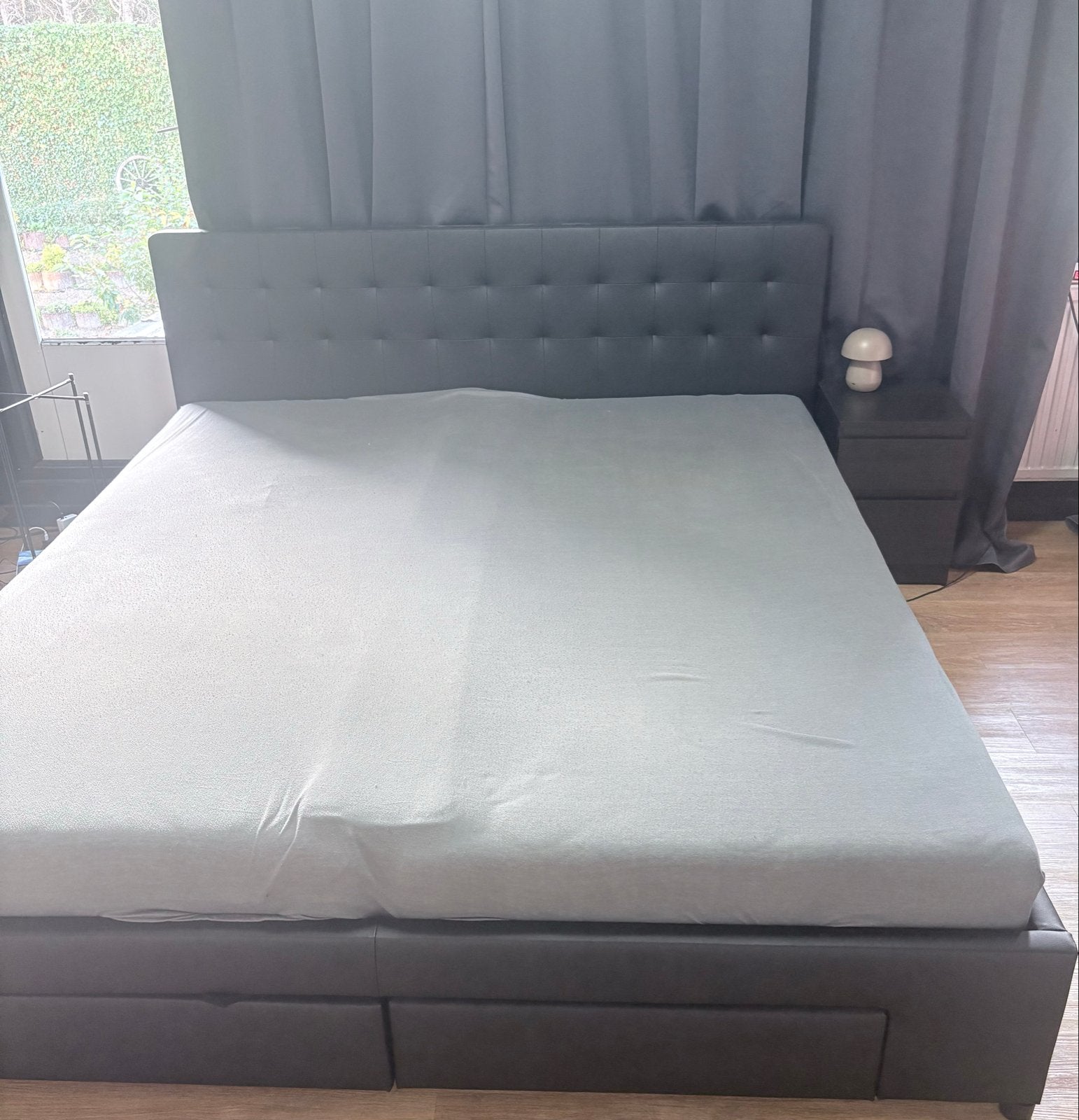Tweepersoonsbed 180x200 met opberglades - Kunstleer, Huis en Inrichting, Ophalen, Overige materialen, Zwart, Tweepersoons