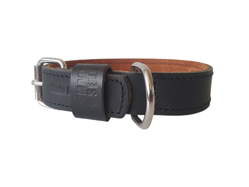 MARTIN SELLIER Halsband Leder Zwart Nekomtr 31-37 cm KOOPJE!, Ophalen of Verzenden, Handgemaakt, Nieuw