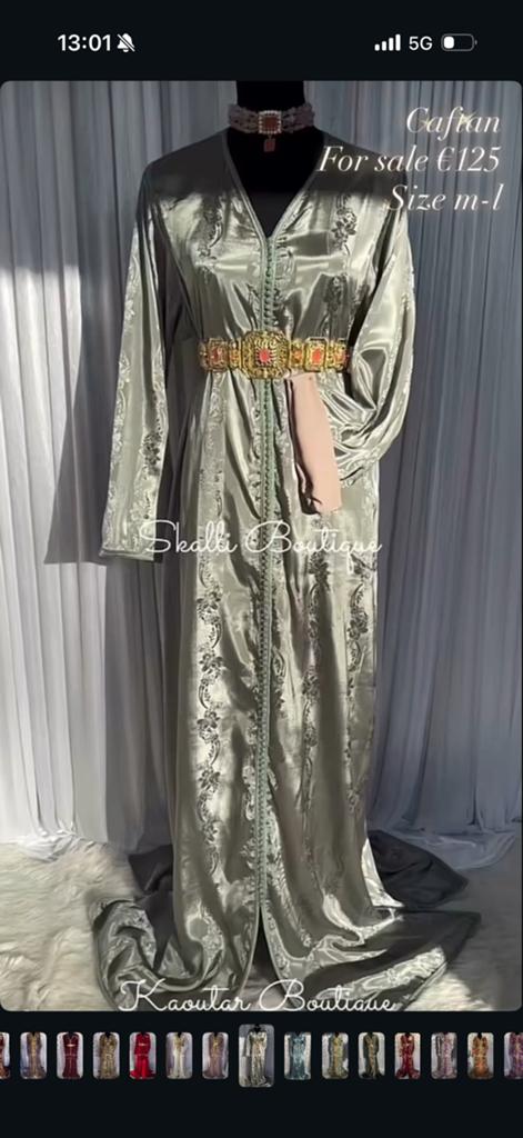 Jawhara caftan dubbele voering groen m-l, Ophalen of Verzenden, Zo goed als nieuw