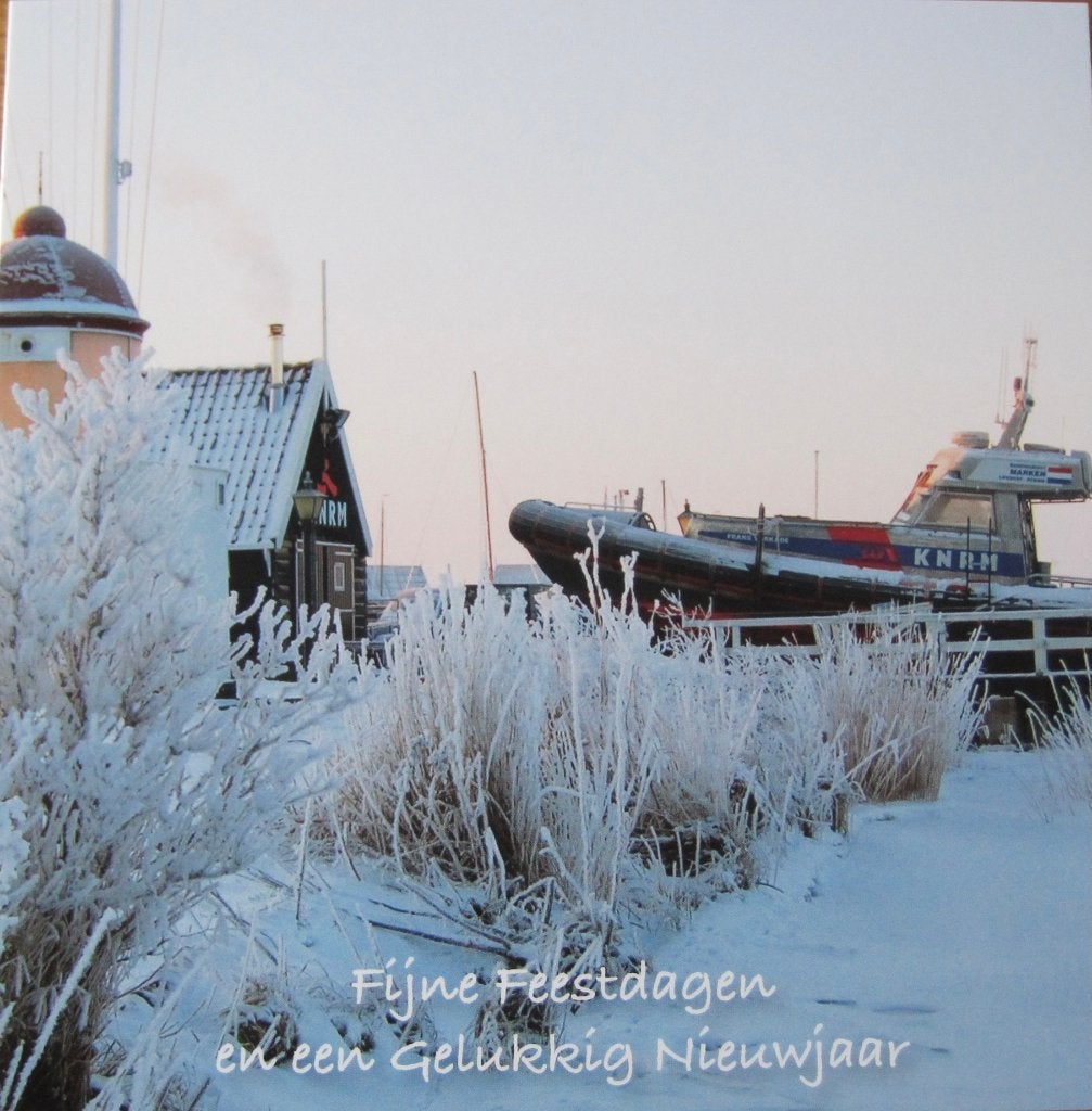 Fijne feestdagen - haven met reddingsboot - nieuw, Verzamelen, Verzenden, 1980 tot heden, Ongelopen, Overige thema's