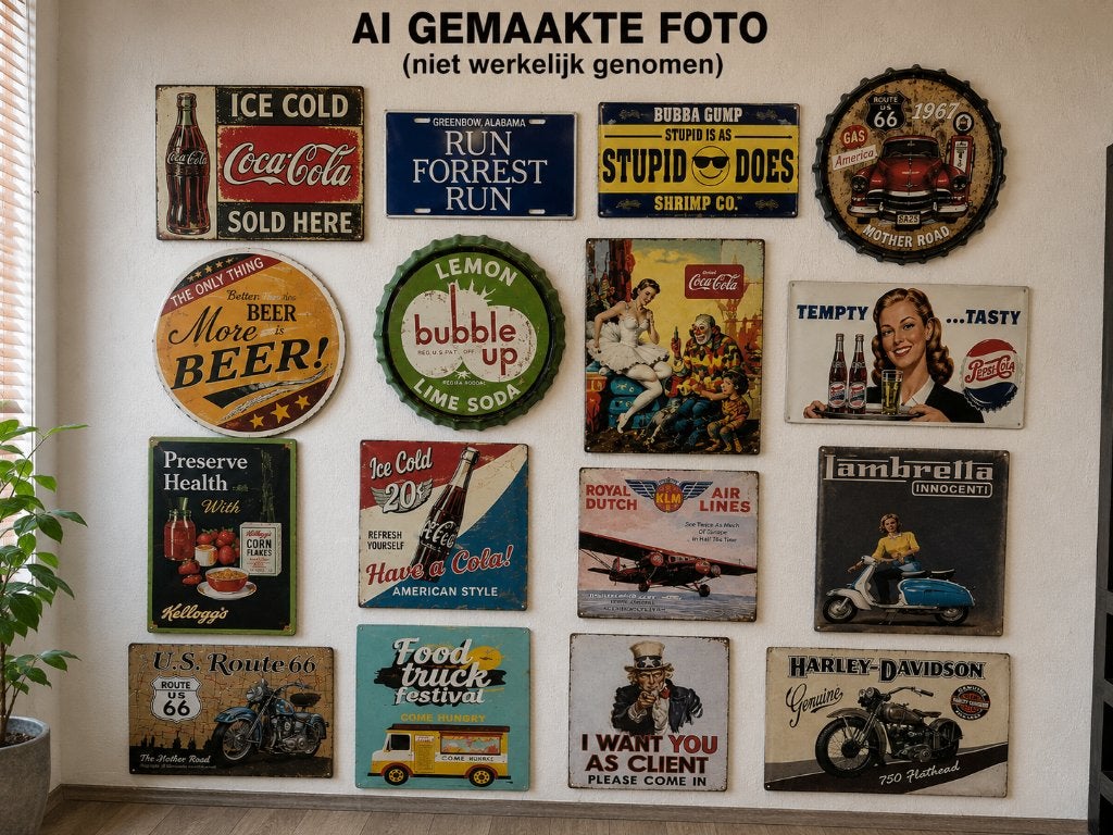 16x vintage & retro reclameborden - apart te koop, Ophalen of Verzenden, Zo goed als nieuw, Reclamebord