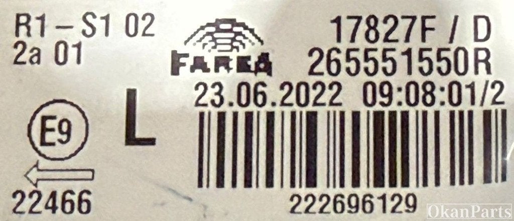 Renault Clio V LED linker achterlicht links 265551550R, Ophalen of Verzenden, Gebruikt