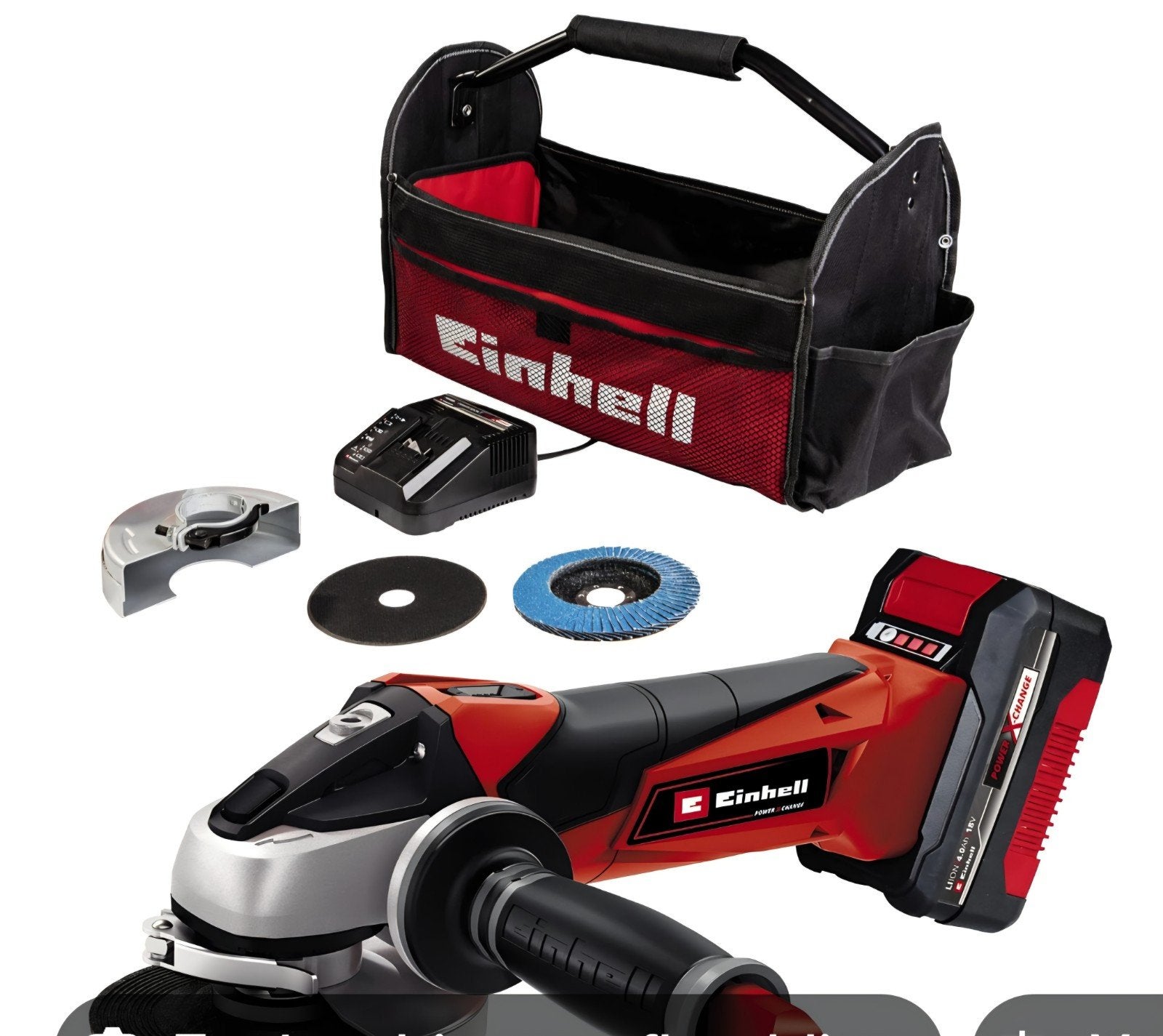 Einhell Accu Haakse Slijper Set met Tas en Accessoires, Ophalen, Zo goed als nieuw, Haakse slijper, Overige merken