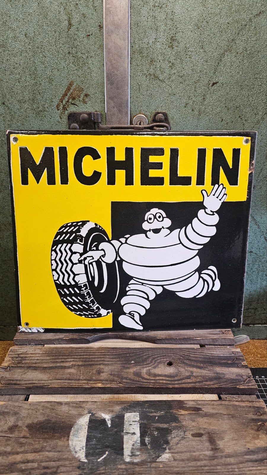 vintage emaille reclamebord michelin, Verzamelen, Ophalen of Verzenden, Gebruikt, Reclamebord