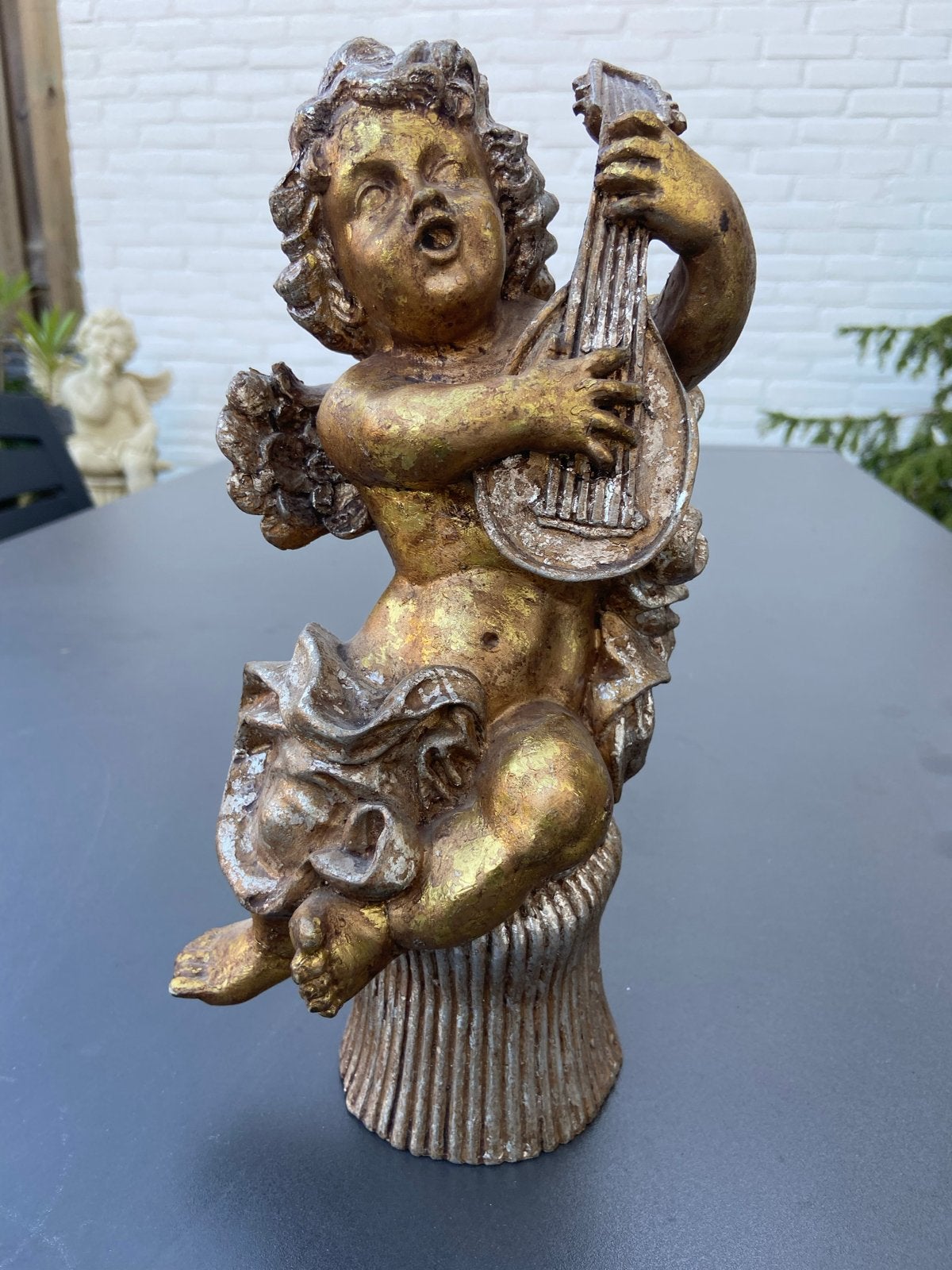 Engel beeldje van papier-maché - 24 cm hoog, Ophalen of Verzenden, Zo goed als nieuw