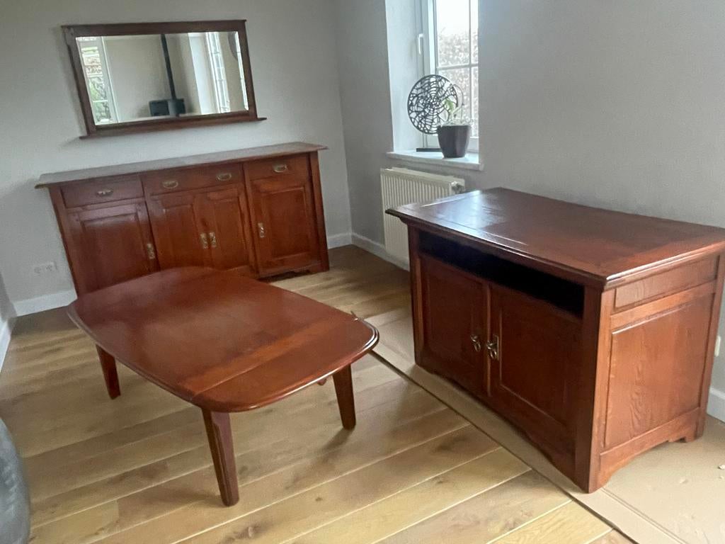 Eiken meubels kersen kleur: dressoir, salontafel, tv-meubel, Ophalen