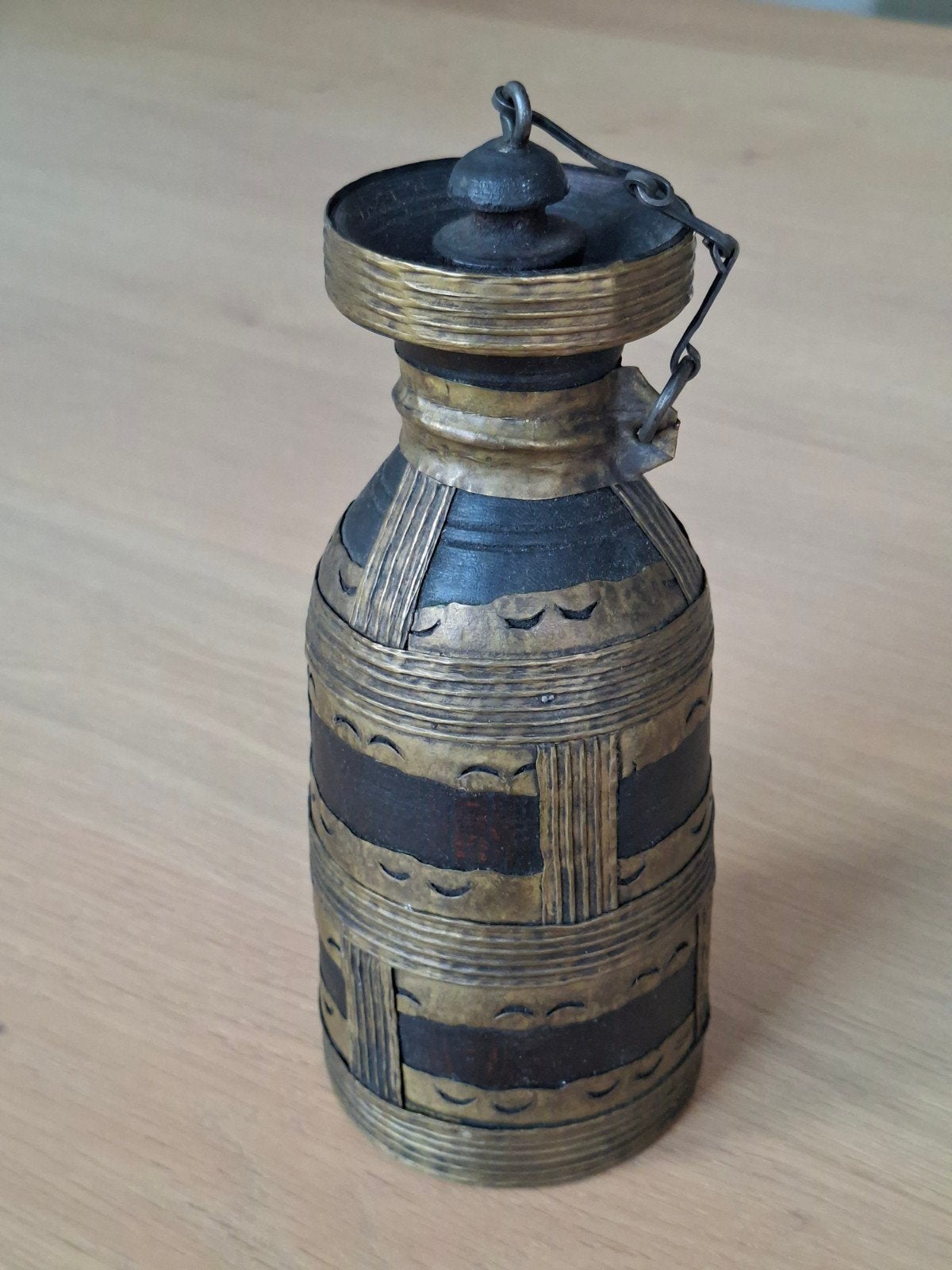 originele traditionele houten theki (of ghee-pot) uit Nepal, Ophalen of Verzenden, 22 cm, Handgemaakt