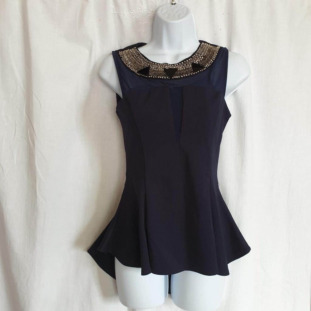 Gaaf dames shirt met schootje mt S/M merk Azara Paris, Maat 38/40 (M), Blauw, ., Ophalen of Verzenden