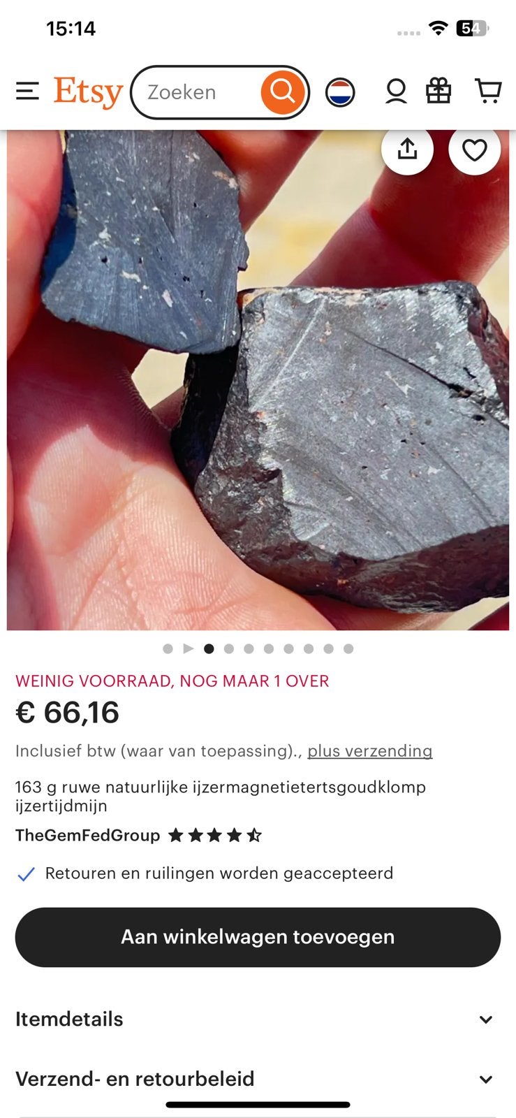 Ruwe natuurlijke ijzermagnetieterstgoudklomp, Ophalen of Verzenden