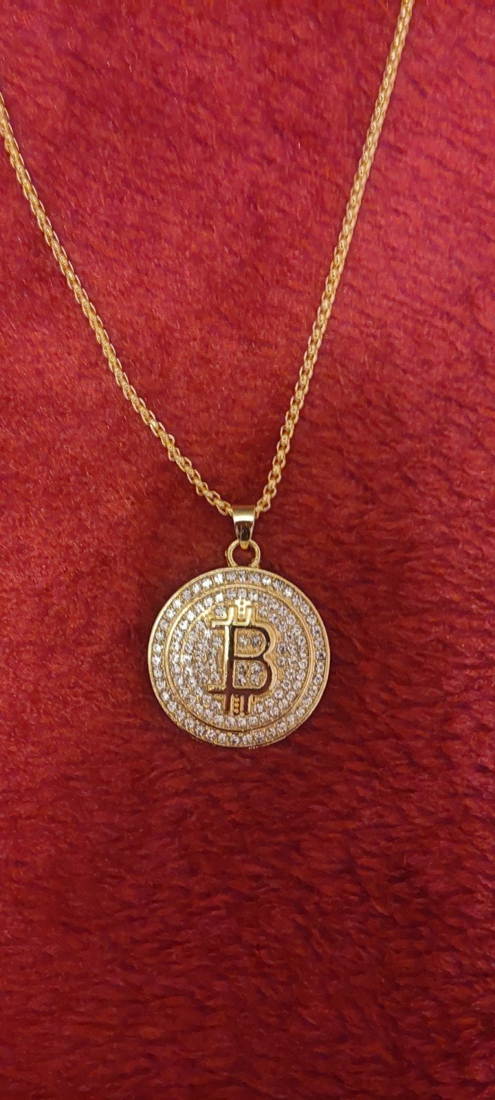 Supermooie Goudkleurige Bitcoin Ketting, Ophalen of Verzenden