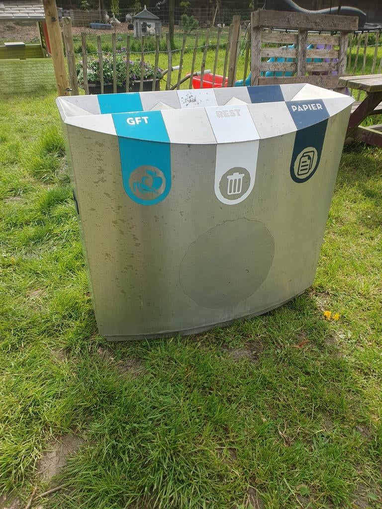 Prullenbak voor afvalscheiding - GFT, Rest, Papier, 40 liter of meer, Ophalen of Verzenden, Gebruikt, Metaal