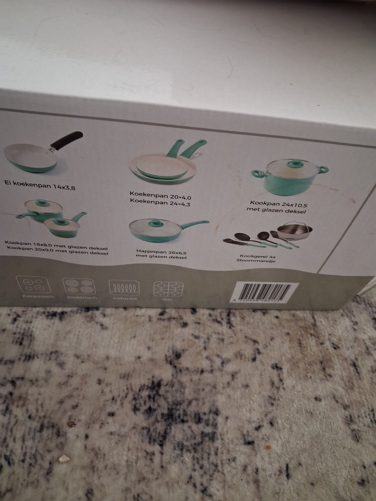 Pannenset 10-delig - Turquoise - Keramische antiaanbaklaag, Huis en Inrichting, Ophalen, Overige materialen, Antiaanbaklaag, Nieuw