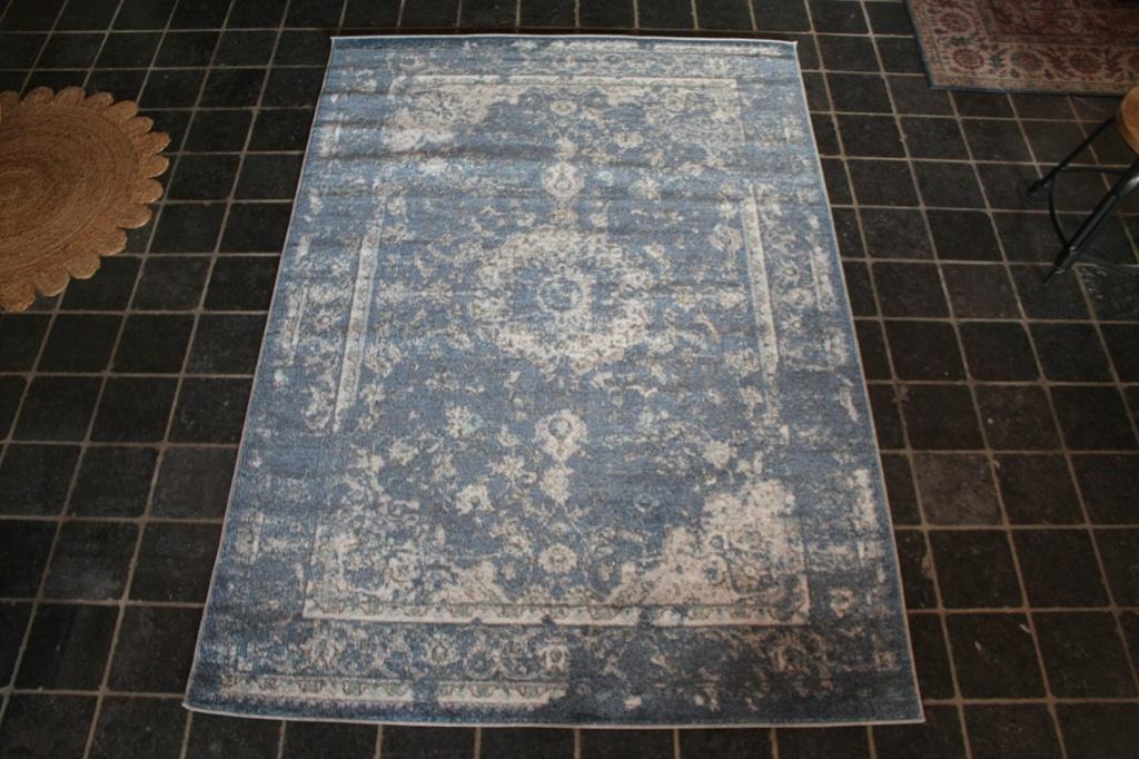Vloerkleed YARAH blauw creme Lifa Living vintage 160x230, Ophalen, 150 tot 200 cm, Crème, Rechthoekig