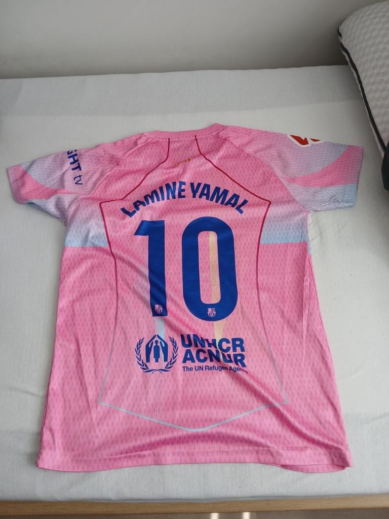Roze voetbalshirt Lamine Yamal #10 - Maat S, Ophalen of Verzenden, Roze, Voetbal, Gedragen