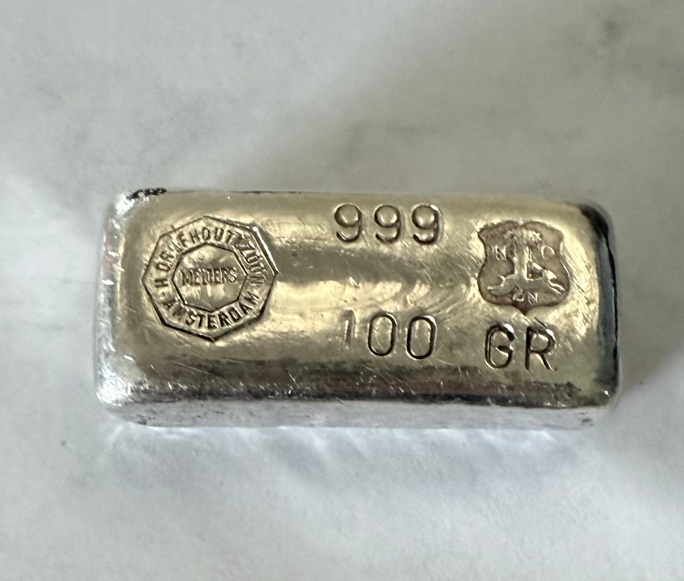 100 gram Zilver Drijfhout & Zn, / Amsterdam, Postzegels en Munten, Edelmetalen en Baren, Ophalen of Verzenden, Zilver