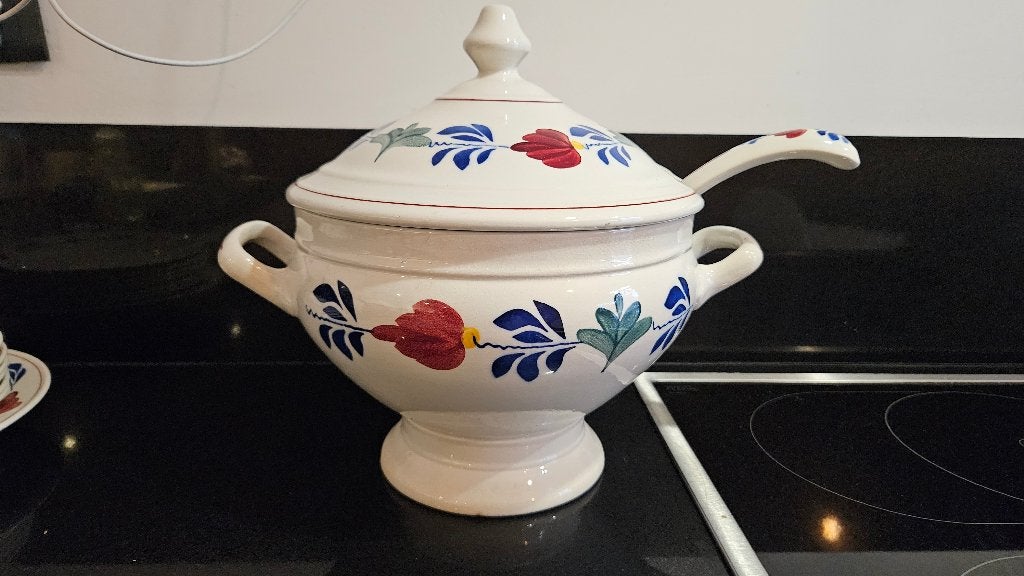 Boerenbont Serveerschaal incl schep, Huis en Inrichting, Keuken | Servies, Ophalen of Verzenden, Zo goed als nieuw, Aardewerk