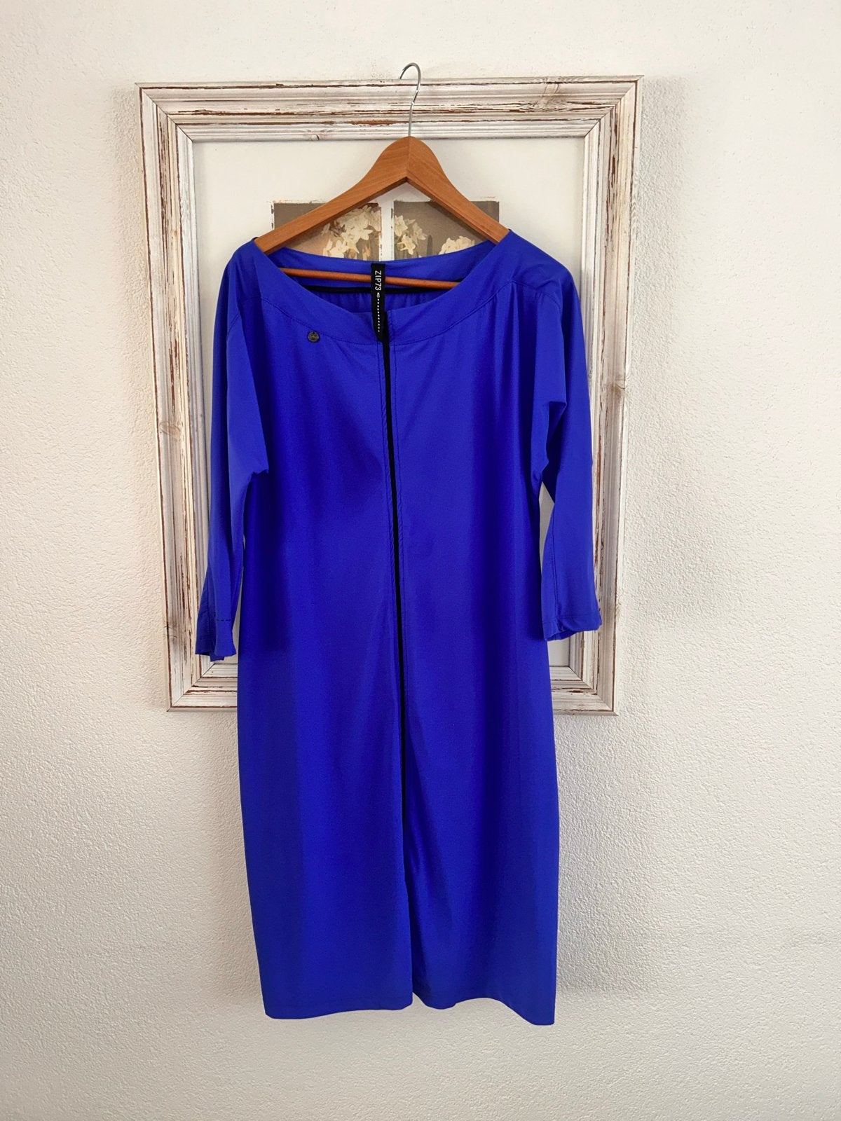 ZIP73 Kobaltblauwe Jurk met Rits - Maat L nieuw, Blauw, Maat 42/44 (L), Ophalen of Verzenden, Zo goed als nieuw