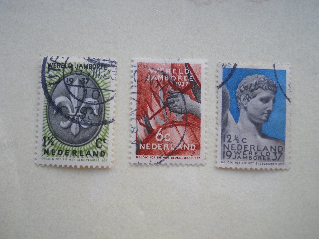 Nederland 1937 Wereld Jamboree serie Nvph.293-295 gestempeld, Ophalen of Verzenden, T/m 1940, Gestempeld