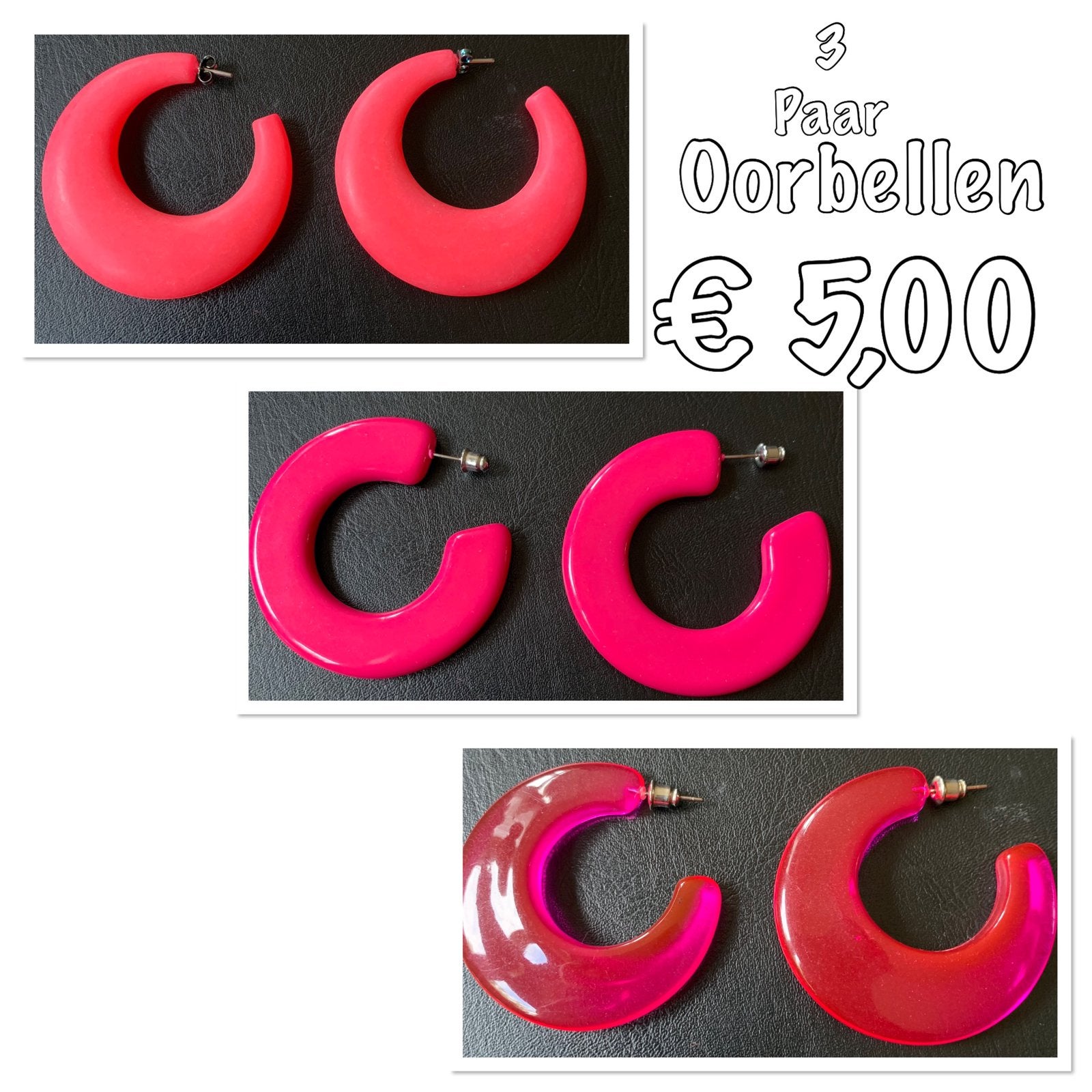 Set van 3 paar oorbellen, Ophalen of Verzenden, Nieuw, Overige materialen