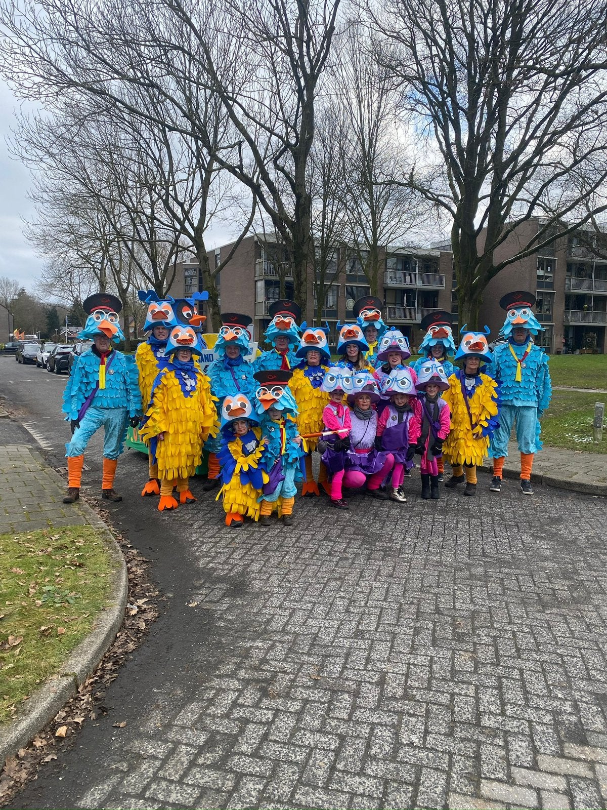 Mooie loopgroep fabeltjeskrant voor 20 personen, Ophalen, Zo goed als nieuw, Maat 46/48 (XL) of groter, Carnaval