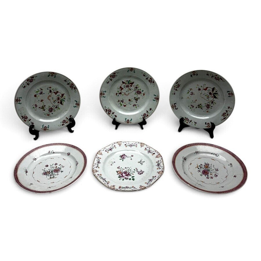 Zes Qianlong Chinees Famille Rose schotels, Antiek en Kunst, Ophalen of Verzenden