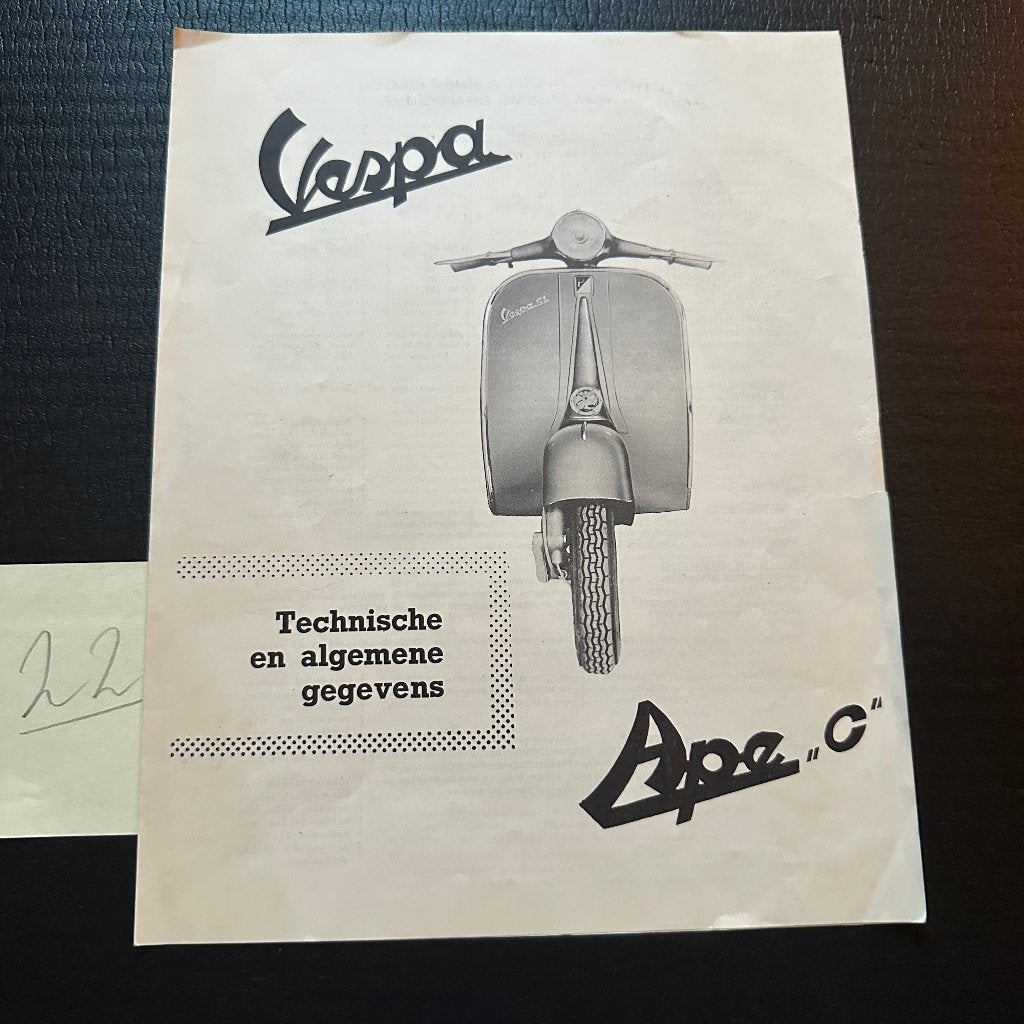 #22) VESPA Ape “C”  1966  Scooter Bromfiets Folder, Verzenden, Gelezen, Folder
