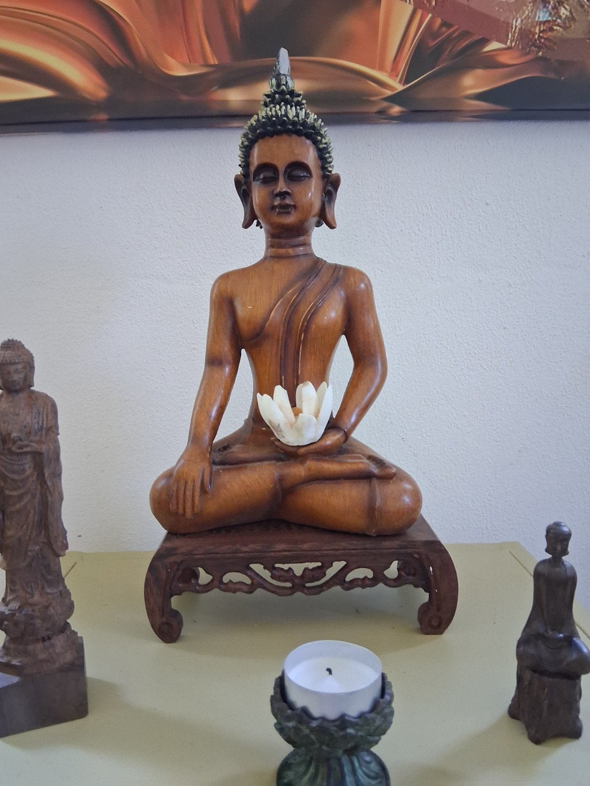 mooi boedha beeldje, hout., Huis en Inrichting, Woonaccessoires | Boeddhabeelden, Ophalen