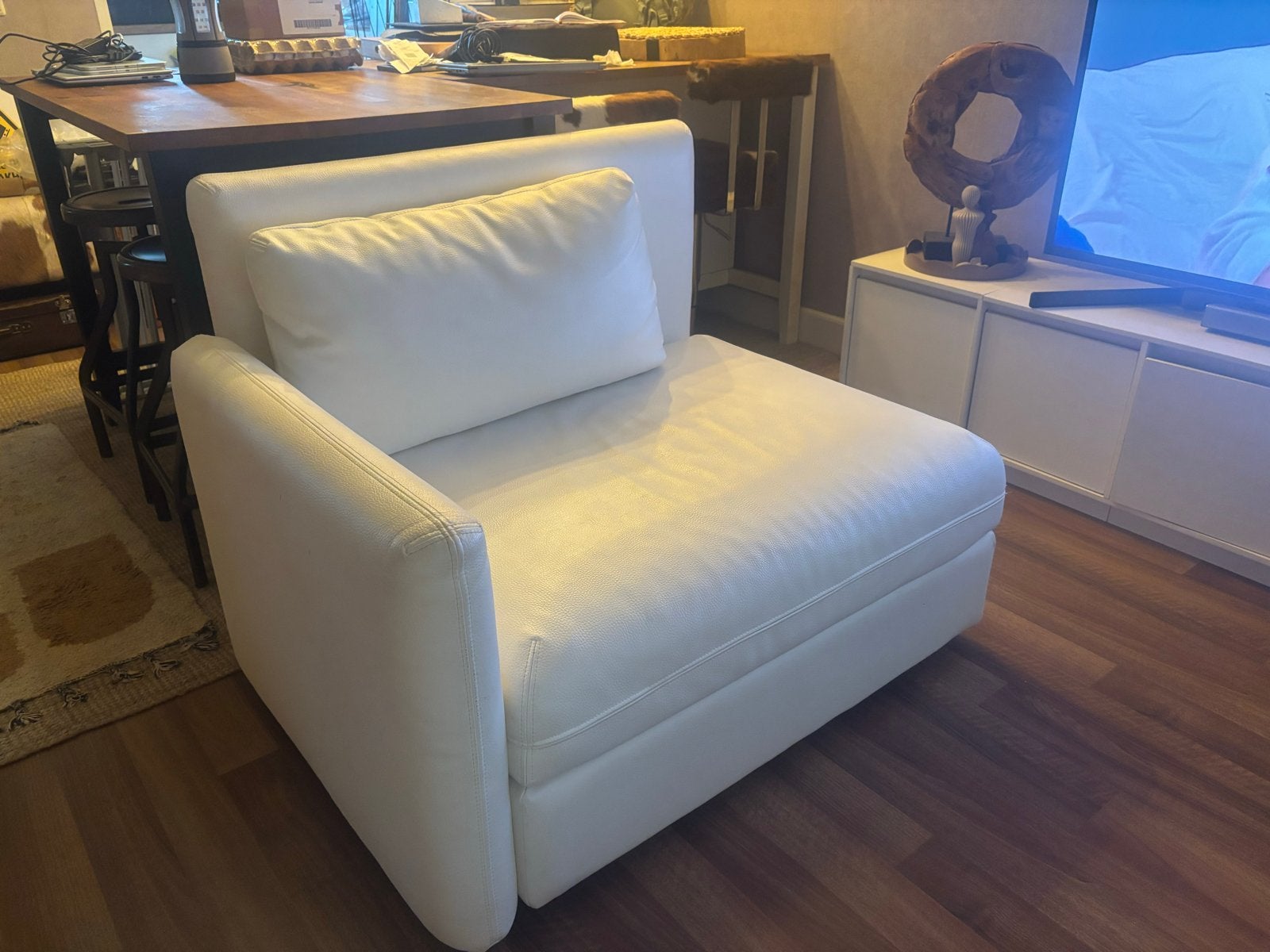 ikea Vallentuna fauteuil leder bankje zgan, Ophalen, Zo goed als nieuw, 100 tot 125 cm, Leer