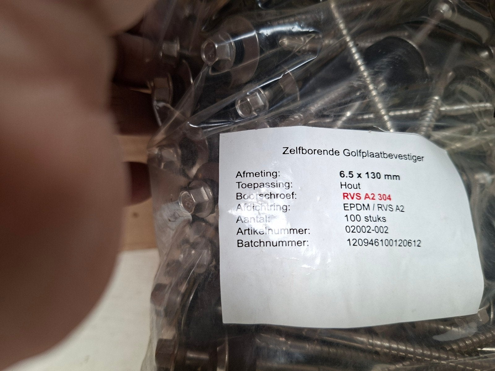 golfplaten, Ophalen, 100 tot 250 mm, Schroeven, Rvs
