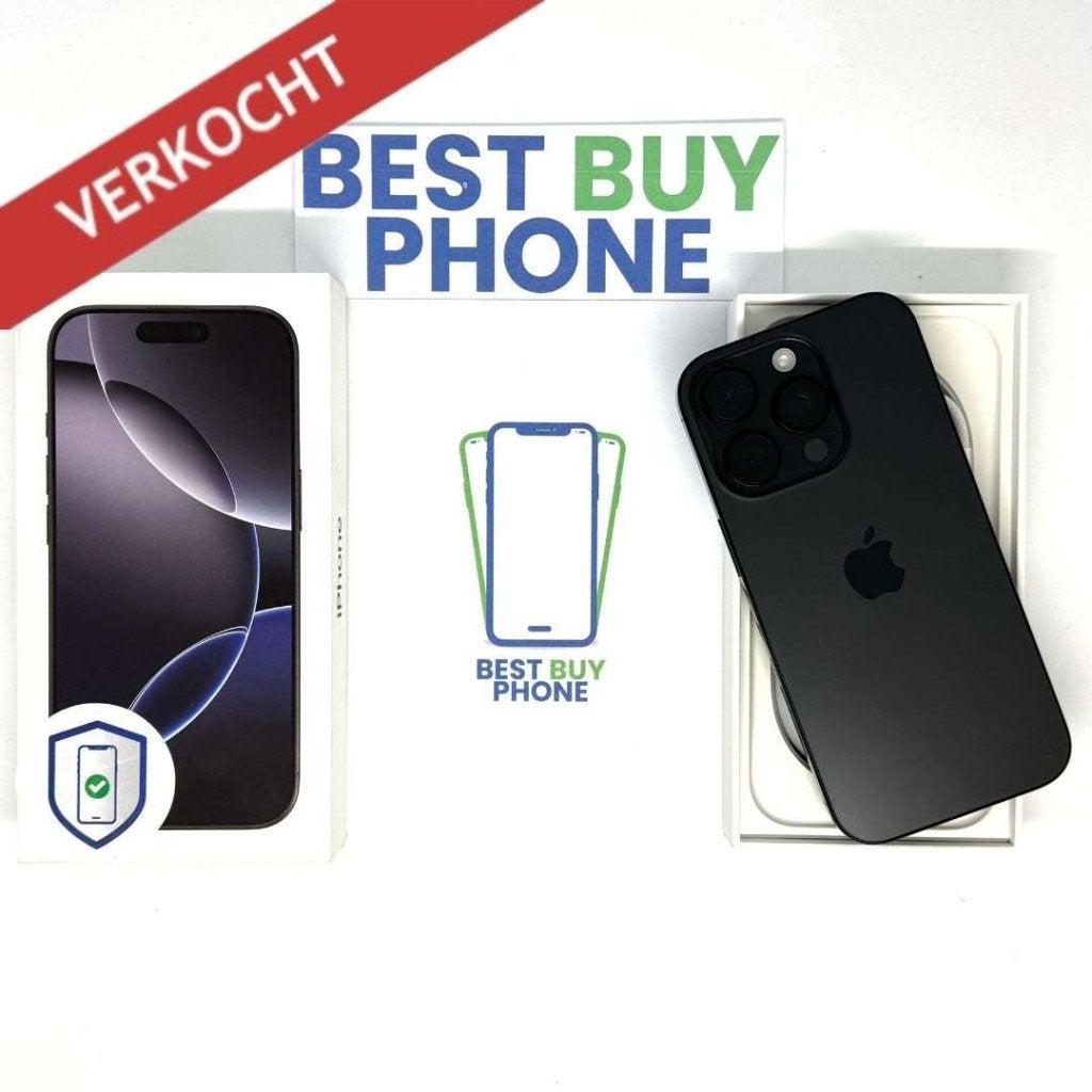 iPhone 16 Pro 128GB zwart /krasvrij /100% batt /garantie, 128 GB, Apple, Zwart, Zonder simlock