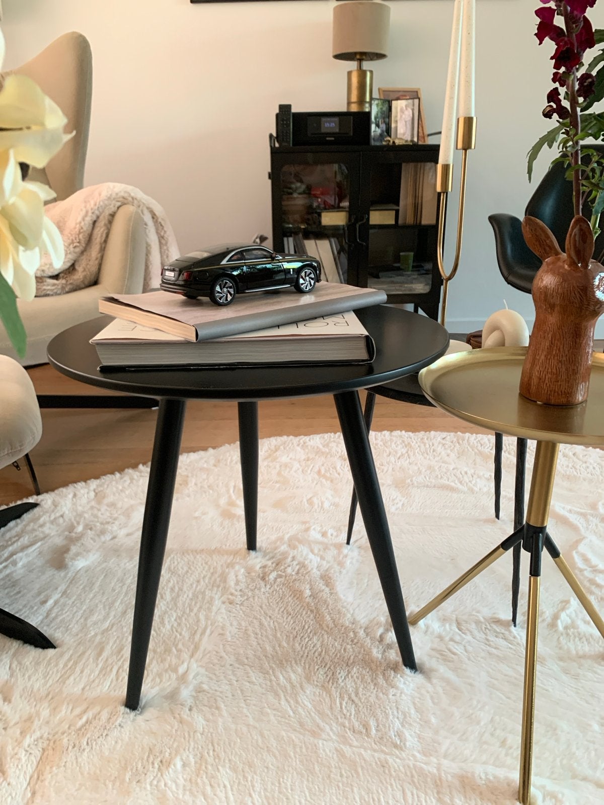 Zwarte Zuiver bijzettafel/salontafel 50x50, Huis en Inrichting, Tafels | Bijzettafels, Gebruikt, Rond, 45 tot 60 cm, Minder dan 55 cm