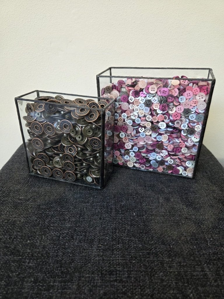 2 glas in lood bakken met ted baker knopen, Ophalen of Verzenden, Nieuw, Rechthoekig, Glas