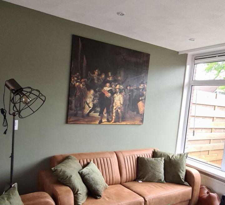 De Nachtwacht - Rembrandt van Rijn canvas 130x115, Ophalen, Zo goed als nieuw, 130 cm, 115 cm