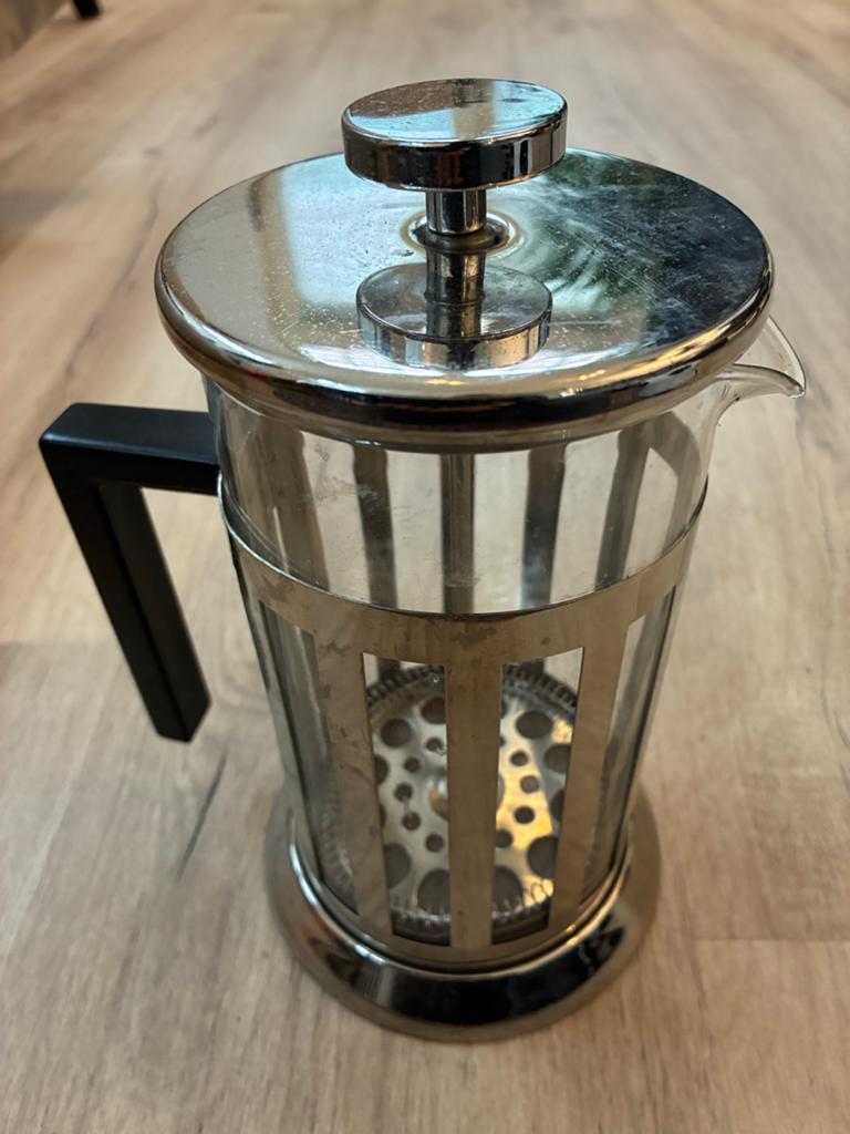 Glazen Cafetière / French Press - Zilverkleurig, Zilver, Ophalen of Verzenden, Glas, Overige typen