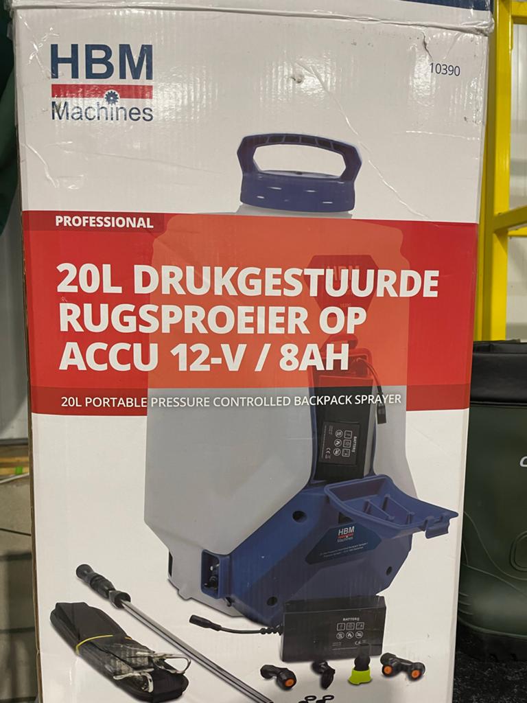 Rugspuit HBM 20L Drukgestuurde Rugsproeier op Accu 12V/8Ah, Ophalen, Nieuw, Handsproeier